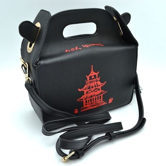 Chinese Tower Print Top-Handle Takeout Box Handbag - Picture 1 of 11